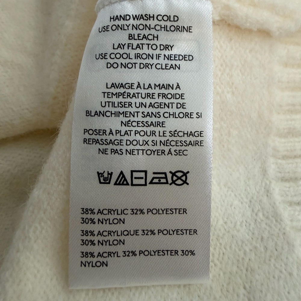 FLATWHITE Anthropologie Cream Turtleneck Sweater Side Buttons Women’s Large - Picture 8 of 8